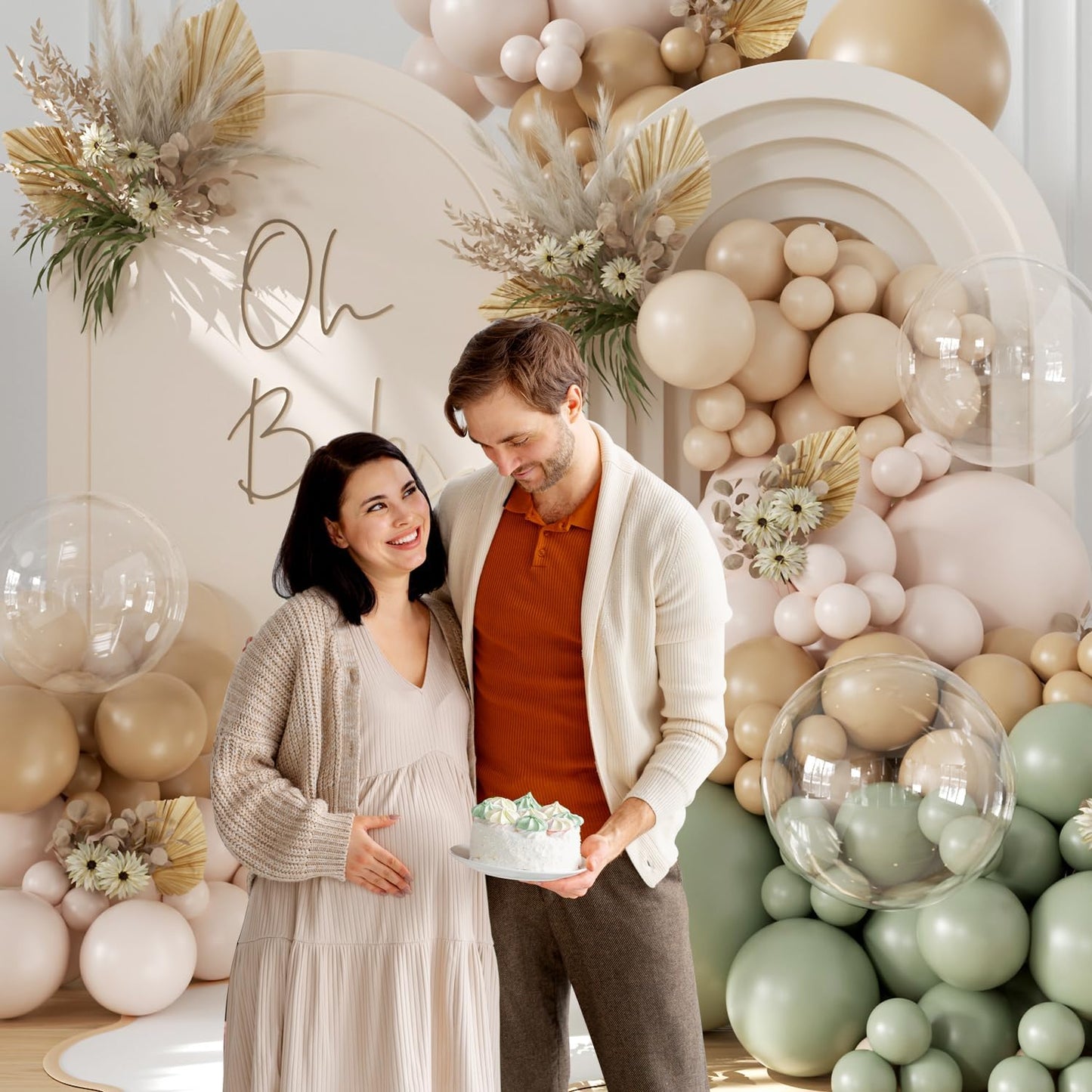 Sage Green Balloon Arch Kit 126Pcs Neutral Balloon Garland Arch Kit Include Dusty Green Sand White Tan Nude Clear Balloons for Wedding Boho Baby Shower Gender Reveal Birthday Party Decorations
