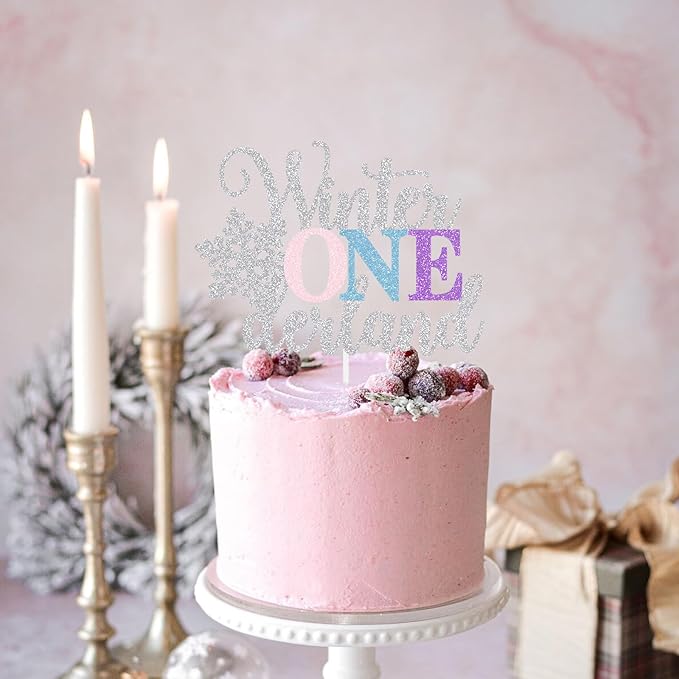 Winter Onederland Cake Topper Snowflake First Birthday Party Decoration Baby Holiday Supplies Pink Blue Purple