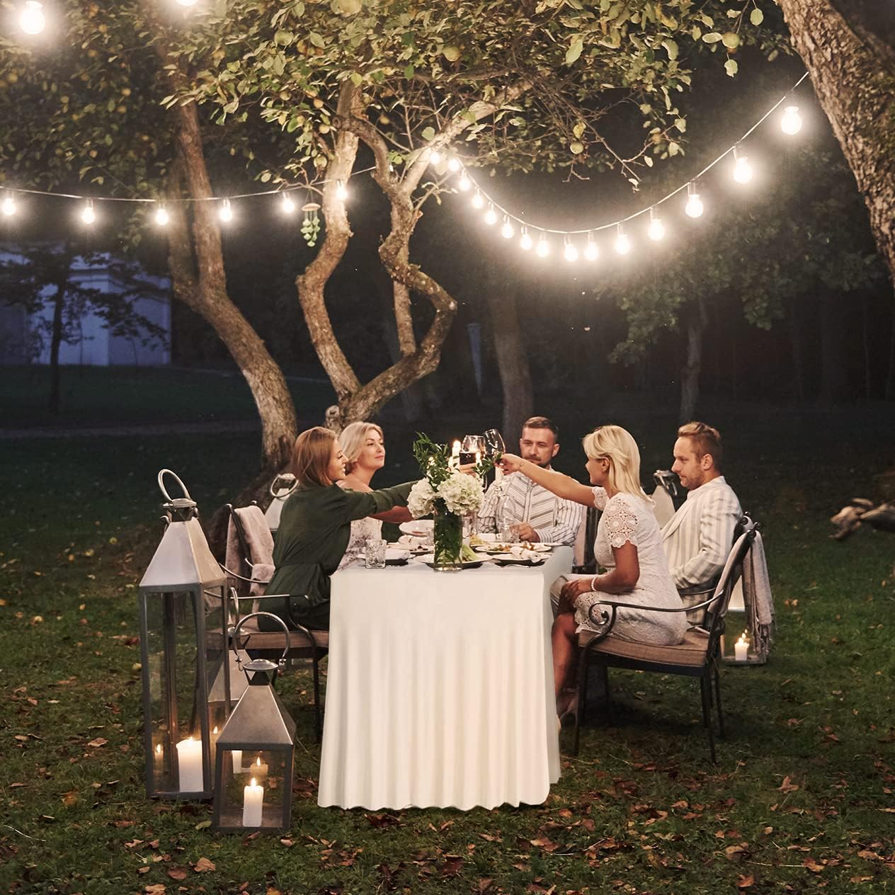 Your Magic Moment Spandex Table Skirt for Rectangle 6 Foot Tables 6ft White 1 Piece Fitted Covers White Tablecloth for Parties Birthday Banquette Bridal Baby Shower Cocktail Party