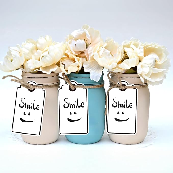 Anwyll Gift Tags with String - 100Pcs Black Gift Bag Tags Personalized White Blank Hanging Paper Label Tag for Baby Shower Birthday Party Wedding Christmas Favor Present