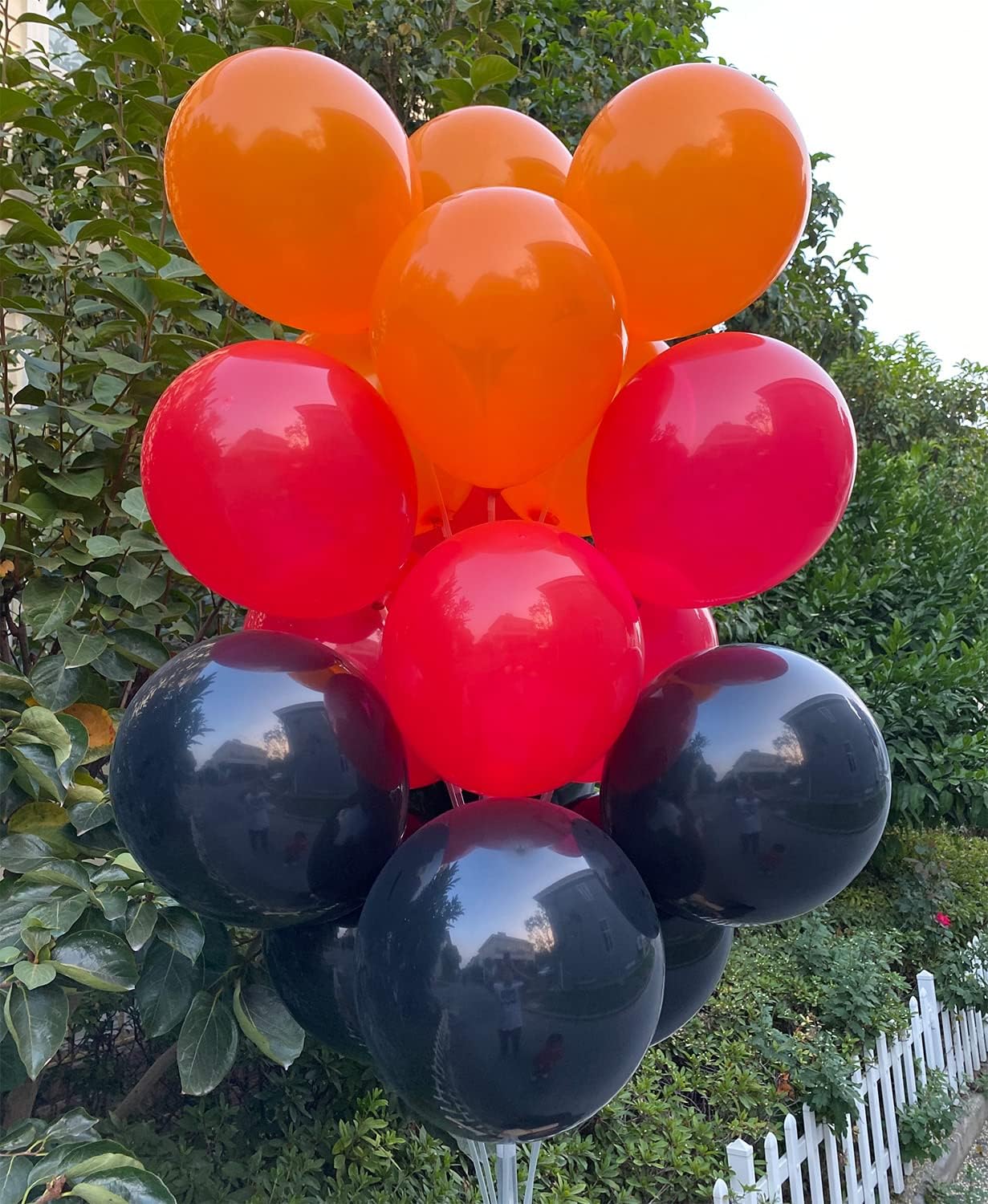 60 Pcs 12-Inch Latex Graduation Balloons in Black, Orange, and Red - Perfect for Halloween, Graduation, Birthday, Baby Shower, and Party Decorations