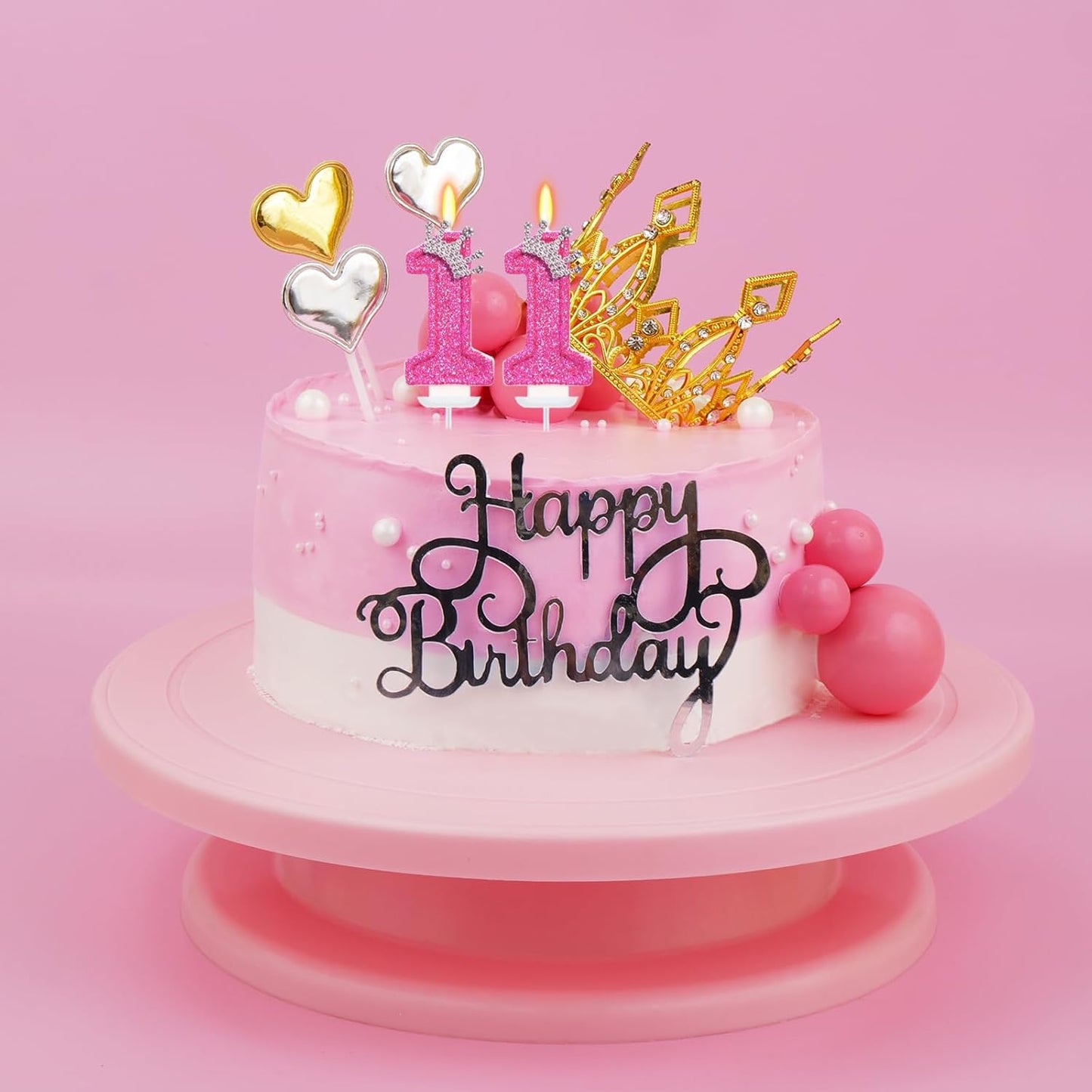 Birthday Candle for Cake, Crown Rose Number Candles, 2.76 inch Number Happy Birthday Candle, Cake Topper Decoration for Birthday Party (Number 11)