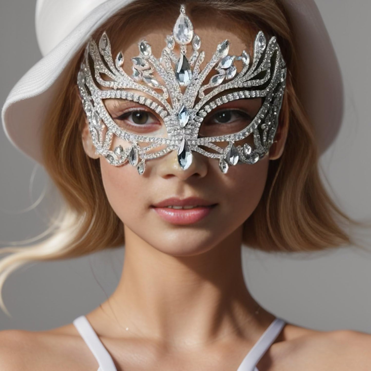 Bling Rhinestone Masquerade Mask For Women Ball Costume Crystal Face Mask Carnival Jewelry