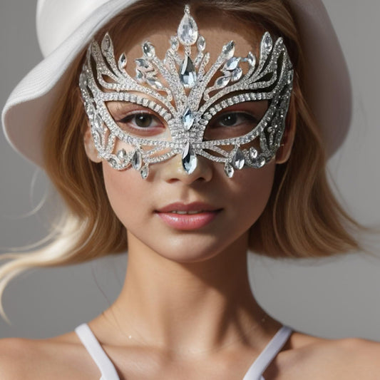 Bling Rhinestone Masquerade Mask For Women Ball Costume Crystal Face Mask Carnival Jewelry