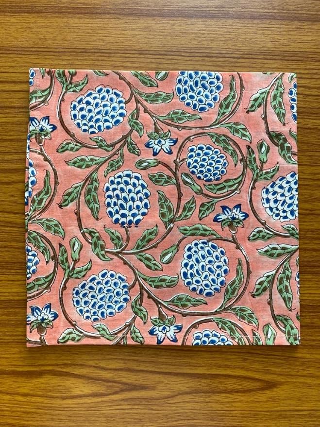 Ridhi Assorted Hand Block Print 100% Cotton Napkins 18" x 18" (Set of 4) Reuseable Kitchen Napkins Cloth Decor Dinner Party Wedding Cocktail Gift for Spring, Easter, Valentine