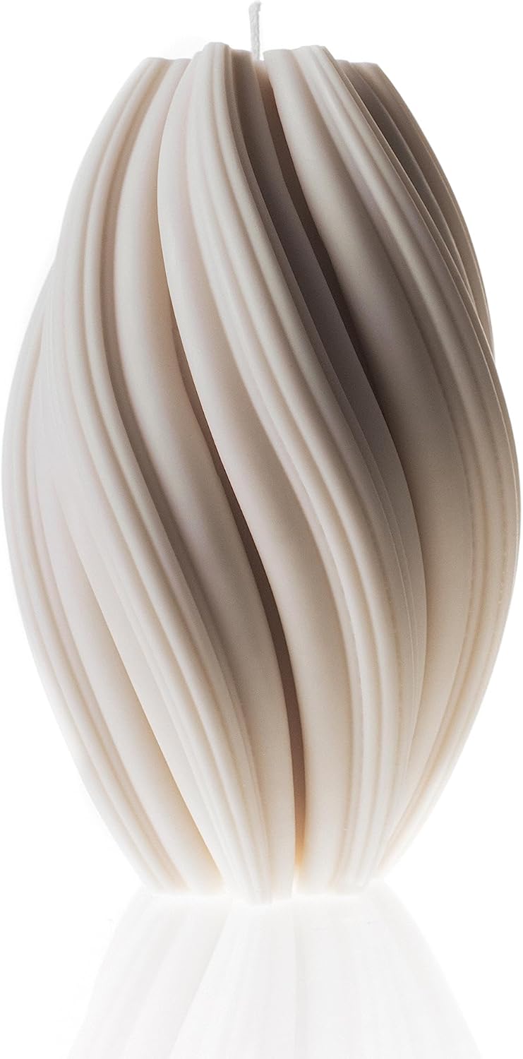 LAWA Swirl Candle - Large Beautiful Handmade Pillar Scented Soy Wax Twirl Elegant Bubble Aesthetic Candle Housewarming Gift Home Room Shelf Decor Idea Spiral White (Large)