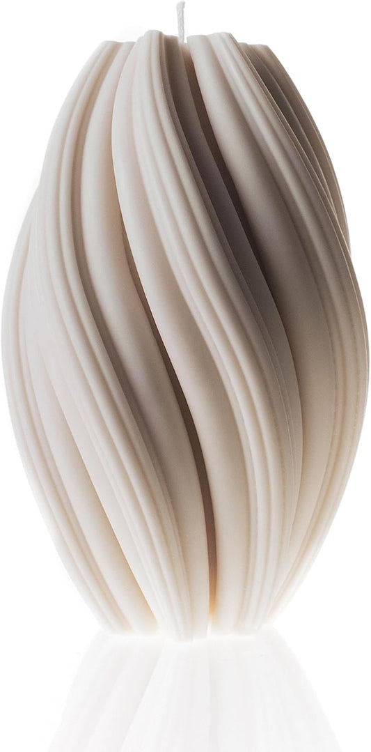 LAWA Swirl Candle - Large Beautiful Handmade Pillar Scented Soy Wax Twirl Elegant Bubble Aesthetic Candle Housewarming Gift Home Room Shelf Decor Idea Spiral White (Large)