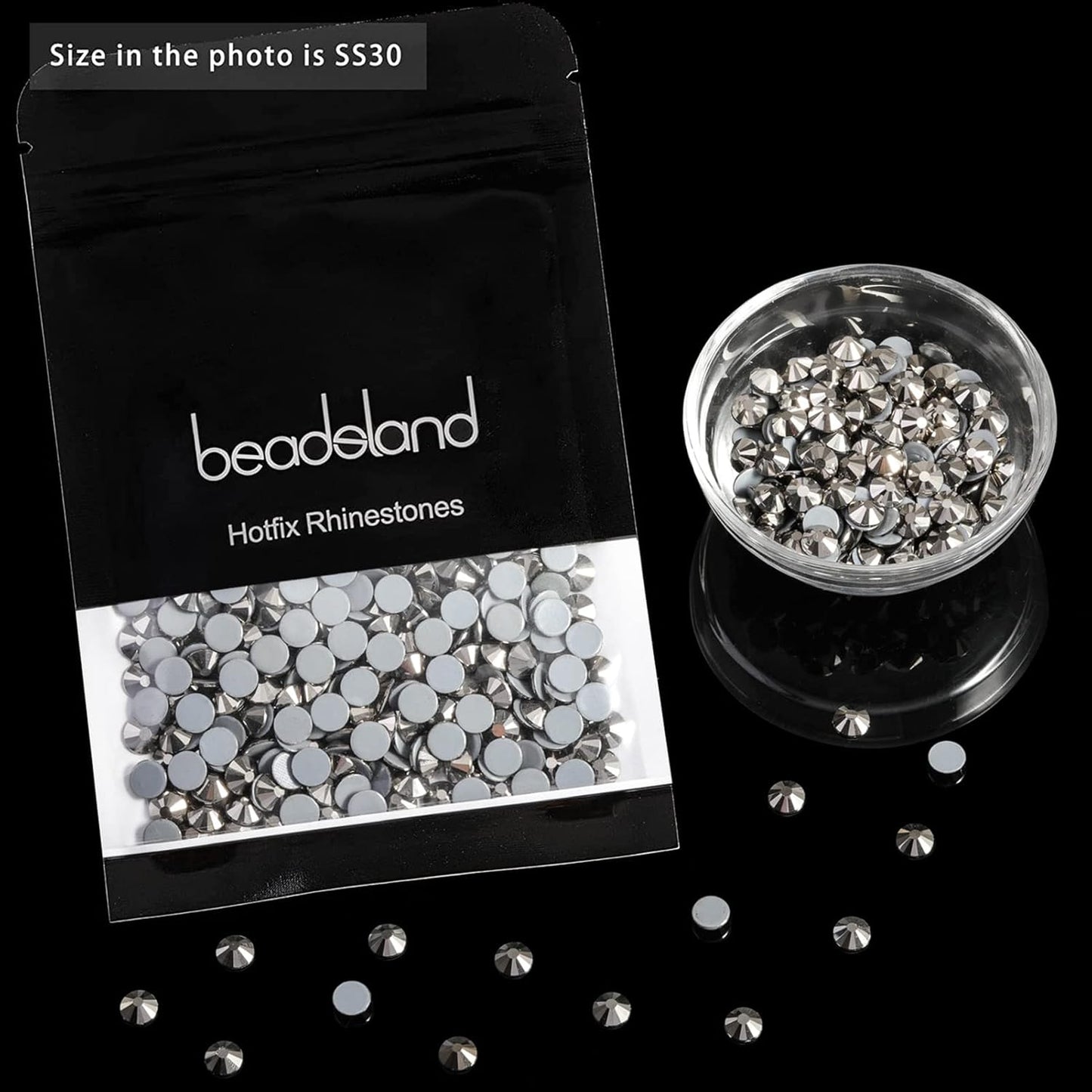 Beadsland Hotfix Rhinestones, 2880pcs Flatback Crystal Rhinestones for Crafts Clothes DIY Decoration,Hematite, SS8, 2.3-2.5mm