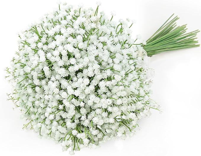 DEEMEI 12 PCS Babys Breath Artificial Flowers Fake Babys Breath Flowers Artificial Bulk White Gypsophila Bouquets Real Touch Faux Flowers for Wedding Floral Arrangement Party Home Decoration