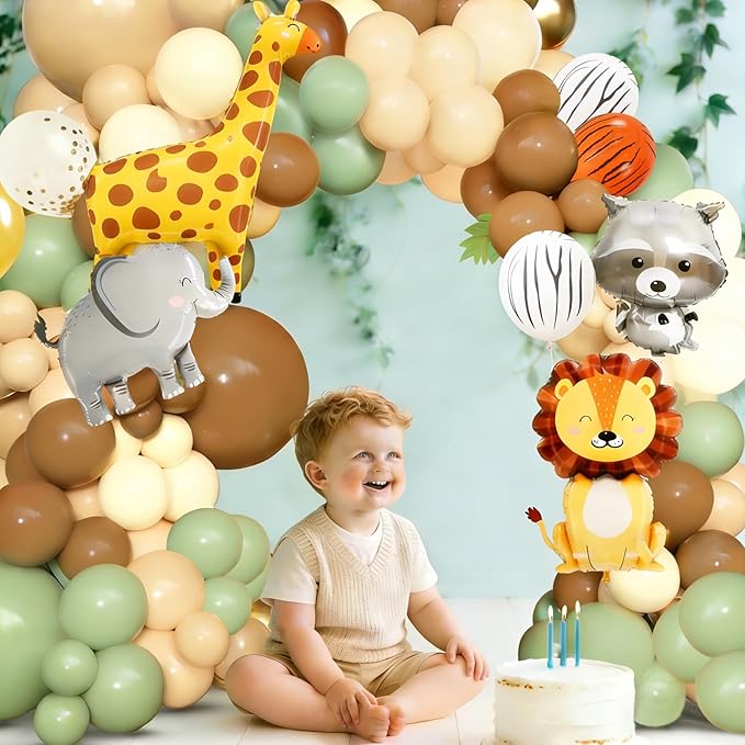 Tropical Jungle Animal Theme Birthday Party Balloon Decorations Kit，Ideal for Safari Adventure Birthday Parties, Kids Theme Decorations, Zoo Theme Parties, and Outdoor Adventure Party Decor