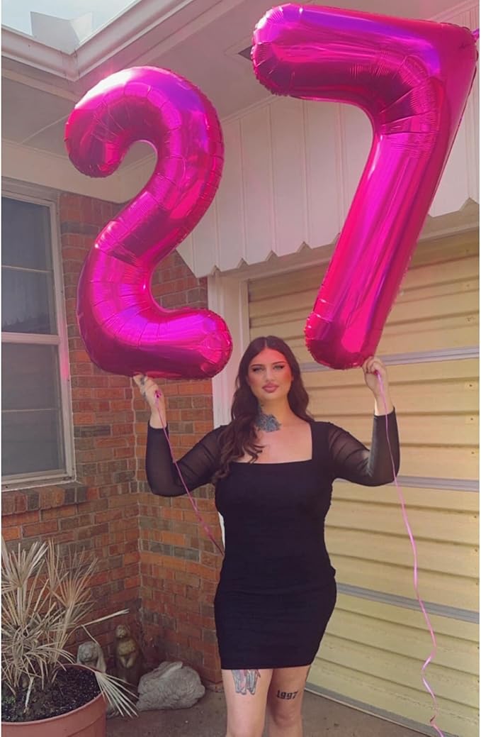 Hot Pink Number 7 Balloon 40 Inch, 7th Birthday Party Decorations for Children, Giant 7 Foil Balloon for Party Supplies