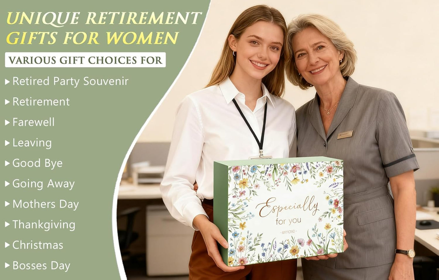 Happy Retirement Gift for Woman 2025, Funny Retirement Gifts for Women Coworkers, Cool Retired Gifts for Retirees Women Boss Teacher Nurse Mom Grandma Friends, Farewell Leaving Gift w/ Canvas Tote Bag