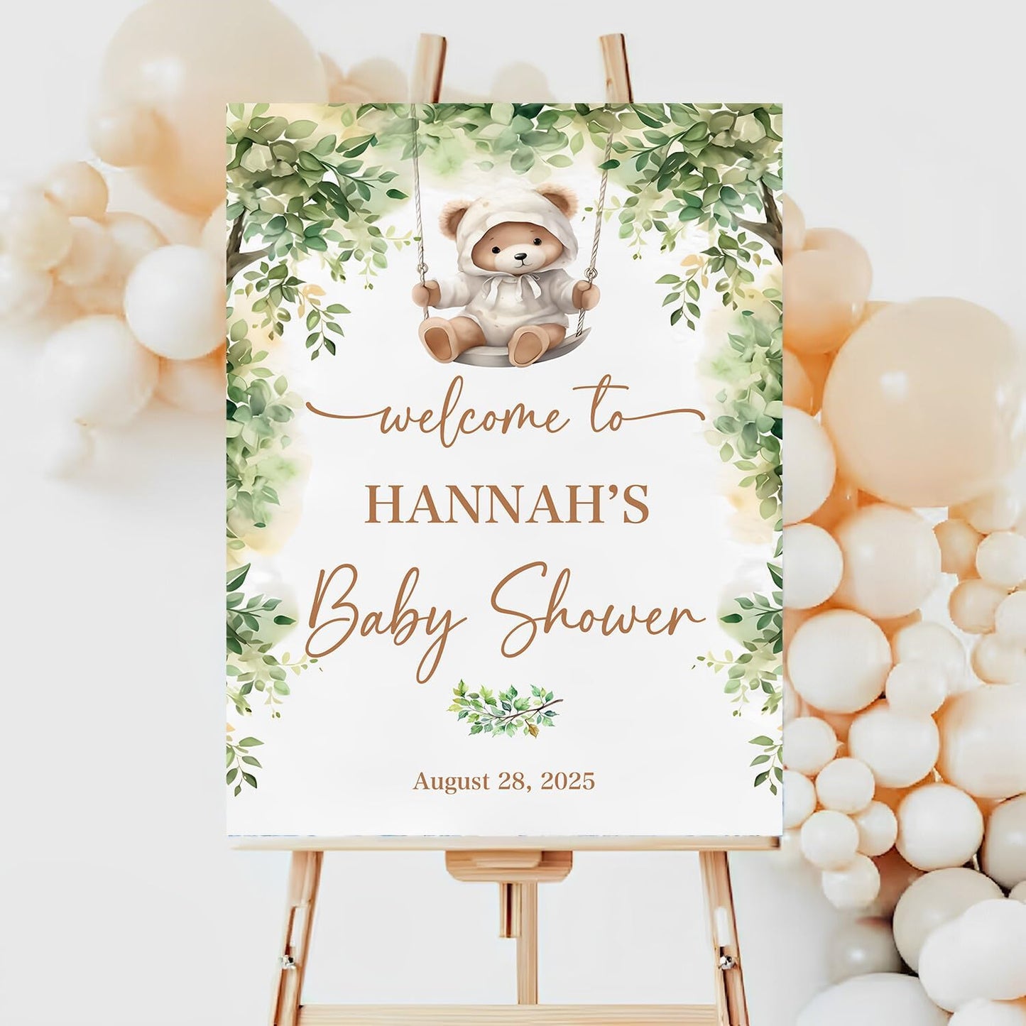 Custom Baby Shower Sign, Rustic Bear Baby Shower Welcome Sign, 12x18 inches, Plastic, Weatherproof & Fade-resistant