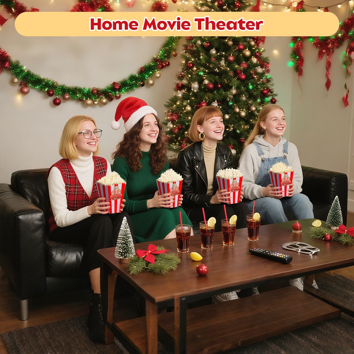 40Pcs Classic Popcorn Boxes - Red & White Striped Individual Servings Disposable Popcorn Bags Bucket Container for Movie Night, Home Halloween, Thanks Giving, Christmas Party