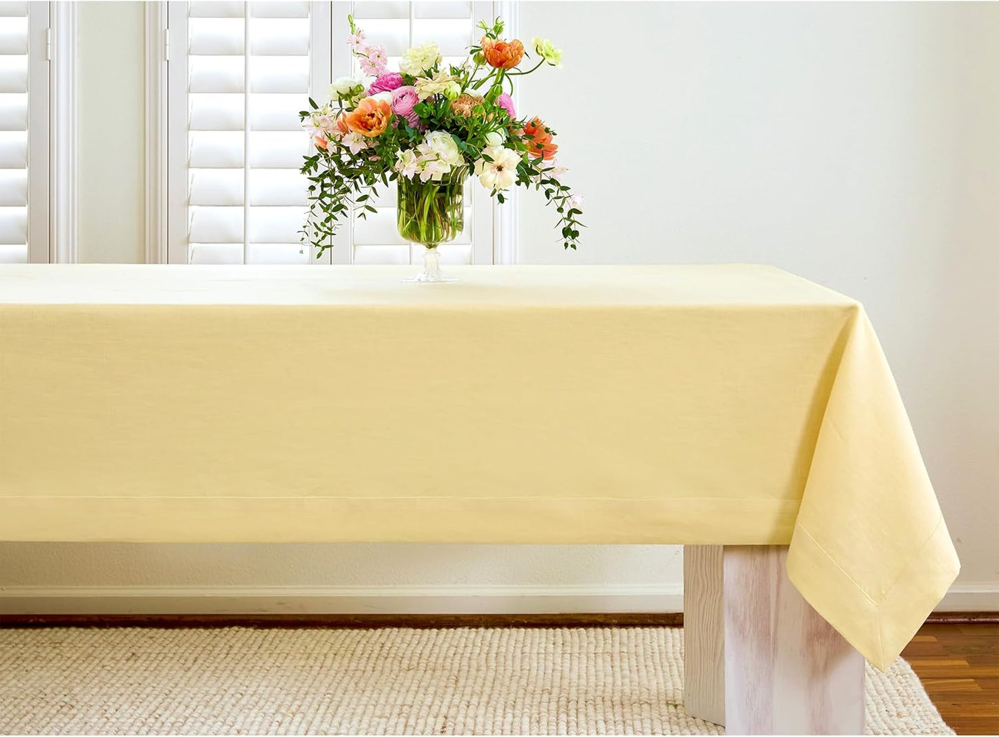 Solino Home Linen Tablecloth for Rectangle Tables 60 x 90 Inch - 100% Pure Linen Golden Straw Table Cloth - Fete, Machine Washable Cloth Tablecloth for Fall, Autumn, Thanksgiving