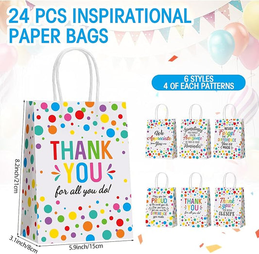 Resholder 30 Pcs Appreciation Gift Bag Inspirational Thank You Party Favor Bag with Handle We Appreciate You Portable Goodie Candy Treat Pouch Party Decor Supplies for Employee Staff Coworker Teacher