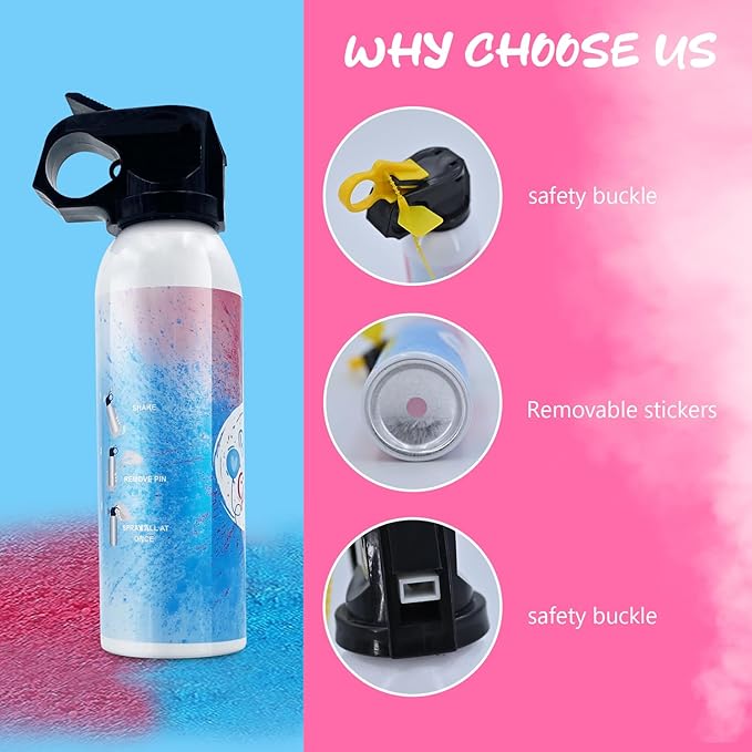 Gender Reveal Fire Extinguisher Color Smoke-Set of 2,Baby Revel Extinguishers Smoke for Boy or Girl Gender Reveal Ideas,Fire Extinguishers Pink or Blue Smoke for Gender Reveal Decorations