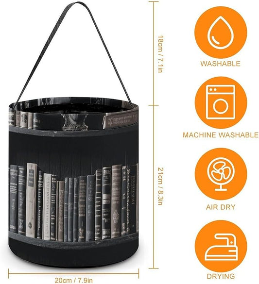 Halloween Candy Bucket - Goth Bookshelf Trick Or Treat Candy Bag, Gift Bag for Party Favor Supplies