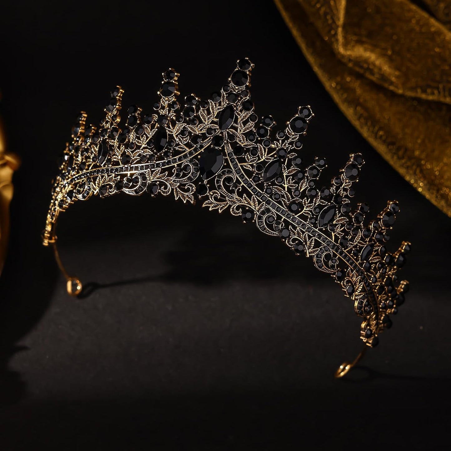Black Tiara for Women Crystal Queen Crowns Rhinestone Princess Tiaras for Girl Wedding Headband for Bride Hair Accessories for Halloween Costume Birthday Party Prom Mother's Gifts
