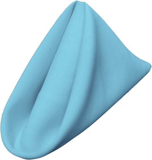 LA Linen 10-Pack Poly Poplin Napkin, Soft Cloth Napkins, Washable Reusable Napkins, Stain and Wrinkle Resistance Table Napkins for Dinner, Wedding, Parties, 17 by 17-Inch, Turquoise Light