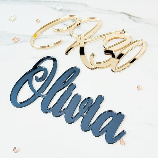 Personalized Cake Topper Name | Custom Cake Name Sign |25 COLORS Acrylic Cake Topper for 4'' 6'' 8'' 10'' Cake | Custom Acrylic Cake Topper | Personalized Cake Decoration Birthday BabyShower Wedding