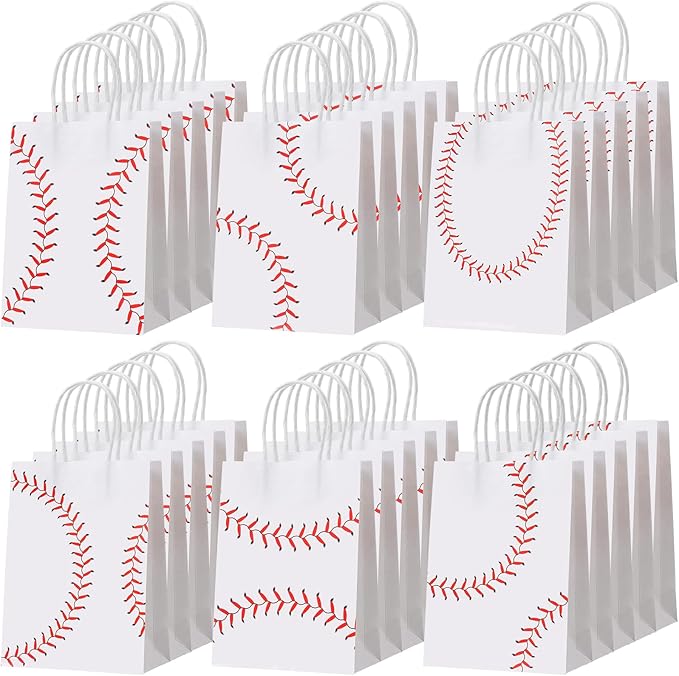 Resholder 30 Pcs Baseball Party Favor Bags Sports Themed Party Decorations Baseball Goodie Gift Bags with Handles Portable Candy Treat Pouch for Adult Team Ballplayer Birthday Supplies