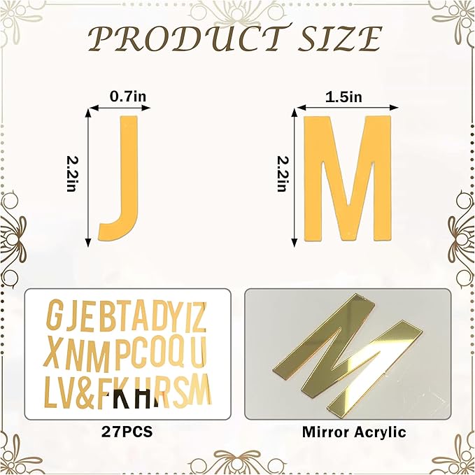 27PCS Custom Name Acrylic Letters Cake Toppers, DIY Personalized Cake Decoration For Birthday Wedding Anniversary Baby Shower Party Supplies(Gold)
