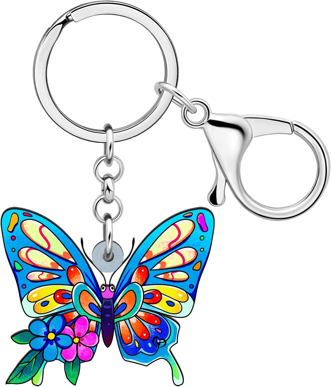 BONSNY Morpho Menelaus Butterfly Key Chains for Women Car Purse Bag Rings Pendant Charms