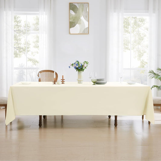 Rectangle Tablecloths 60x120 Inch 6 Pack Ivory Tablecloth Washable Decorative Linen Polyester Table Cloths for Dining Table Banquets Buffet Parties and Wedding