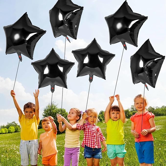 20 Pcs Star Balloons,18 Inch Black Star Foil Balloons,Stars Shaped Balloon Mylar Helium Balloon for Birthday Party Anniversary Wedding Baby Shower Decorations (Black)