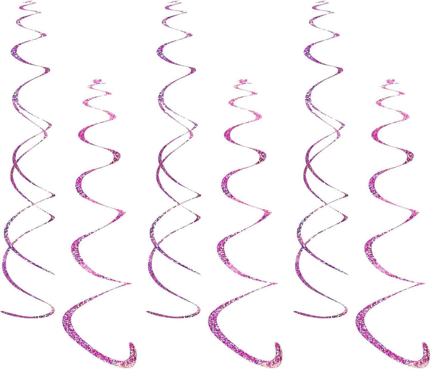 Fumwase 30PCS Hanging Swirl Party Decorations Shinny Foil Plastic Party Streamer for Ceiling Ornament Set for Home School Birthday Wedding Halloween Decorations (Pink)