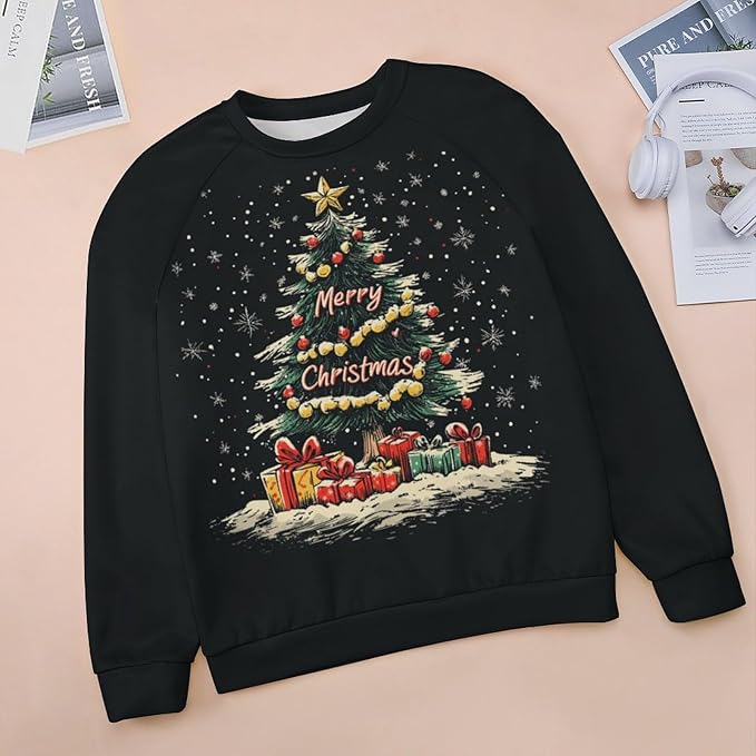 LOAIHA Christmas Sweatshirts for Women Christmas Tree Graphic Shirt Xmas Long Sleeve Merry Christmas Pullover Blouse