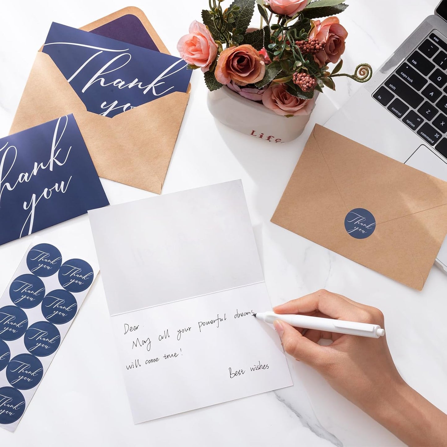 50 Pack Thank You Cards with Envelopes, 4x6 Inch Thank You Cards Bulk Blank Notes Card with Envelopes & Stickers for Wedding, Baby Shower, Bridal Shower, Birthday, Thanksgiving, Christmas