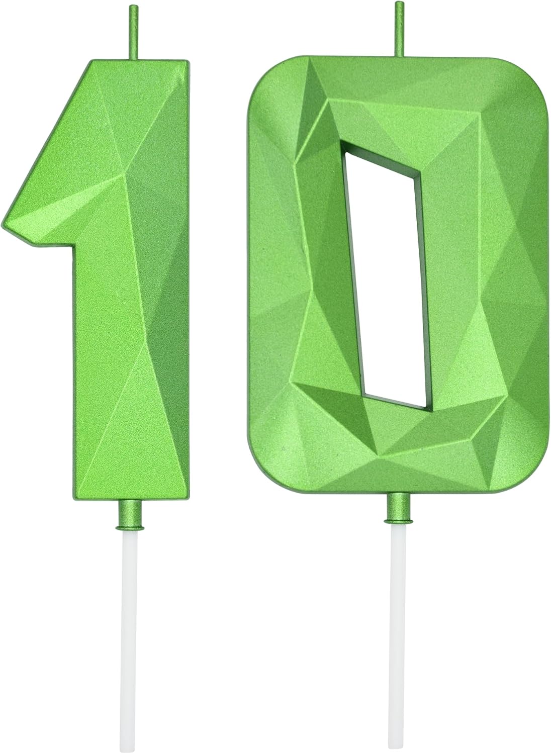 DERVENTA Birthday Candle Big Number 3D Green 3.7 inch Party Celebration Anniversary Decoration Cake Topper 1 Piece (Number 10 Green 3D)