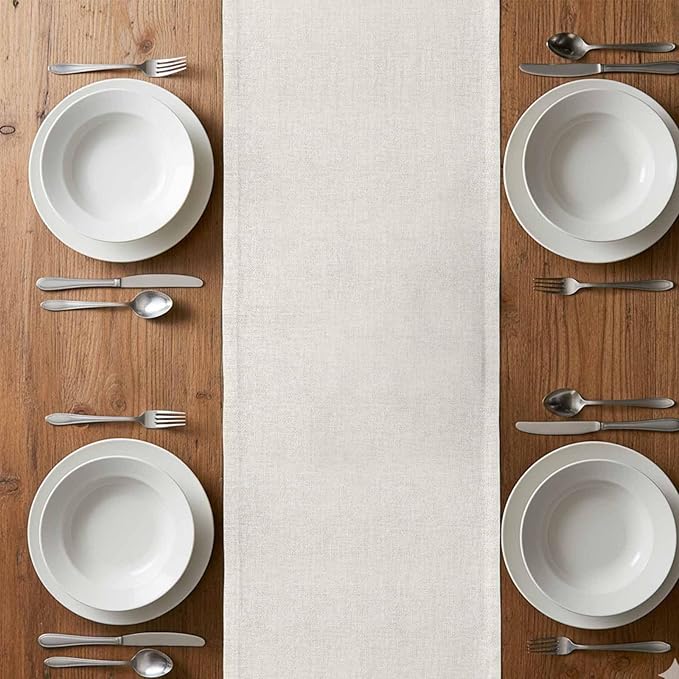 Home Green Eucalyptus Leaves Garland Table Runner 70 Inches Long Cotton Linen Dresser Scarves for Kitchen Daily Use Family Dinners Party Gathering Home Decor Retro Linen Table Runners