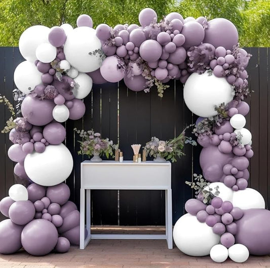 Dusty Purple Balloons Double Stuffed Dark Purple Balloons 18/12/5 Inch Retro Lilac Pastel Lavender Balloon Garland Arch for Wedding Birthday Baby Shower Bridal Shower Mother's Day Party Decorations