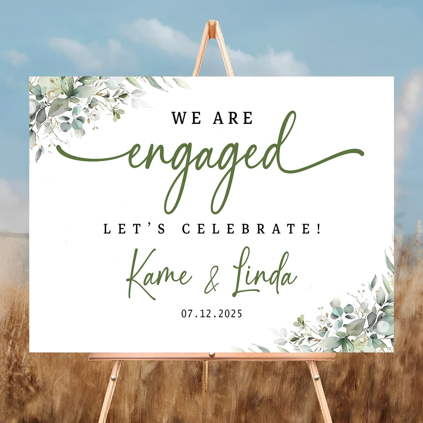We Are Engaged Sign, Greenery Engagement Signs For A Party, Engagement Party Gifts For Couples, Classy Engagement Decorations, Engagement Party Decorations, Engaged Decorations