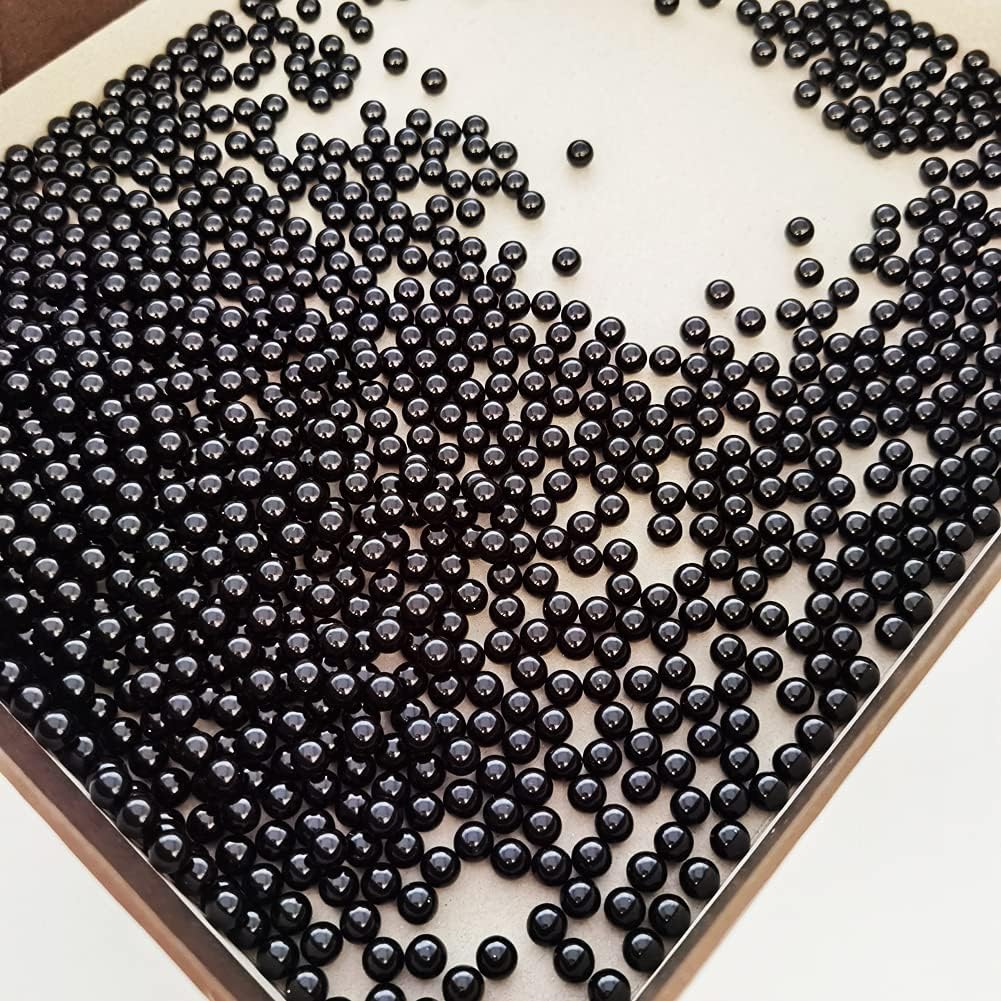 INSPIRELLE 2600pcs Black Undrilled ABS Art Faux Pearls for Vase Fillers, 6mm No Hole Makeup Beads to Hold Brush Lipstick Eyeliner, Imitation Round Pearl Beads for Table Scatter Home Wedding Decoration