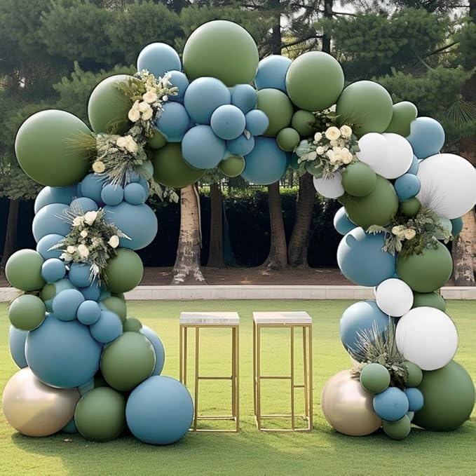 Dusty Blue Balloon Double Stuffed Slate Baby Blue Balloons Different Sizes 18/12/5 Inch Pastel Balloon Arch Kit for Birthday Baby Shower Gender Reveal Wedding Graduation Party Decorations