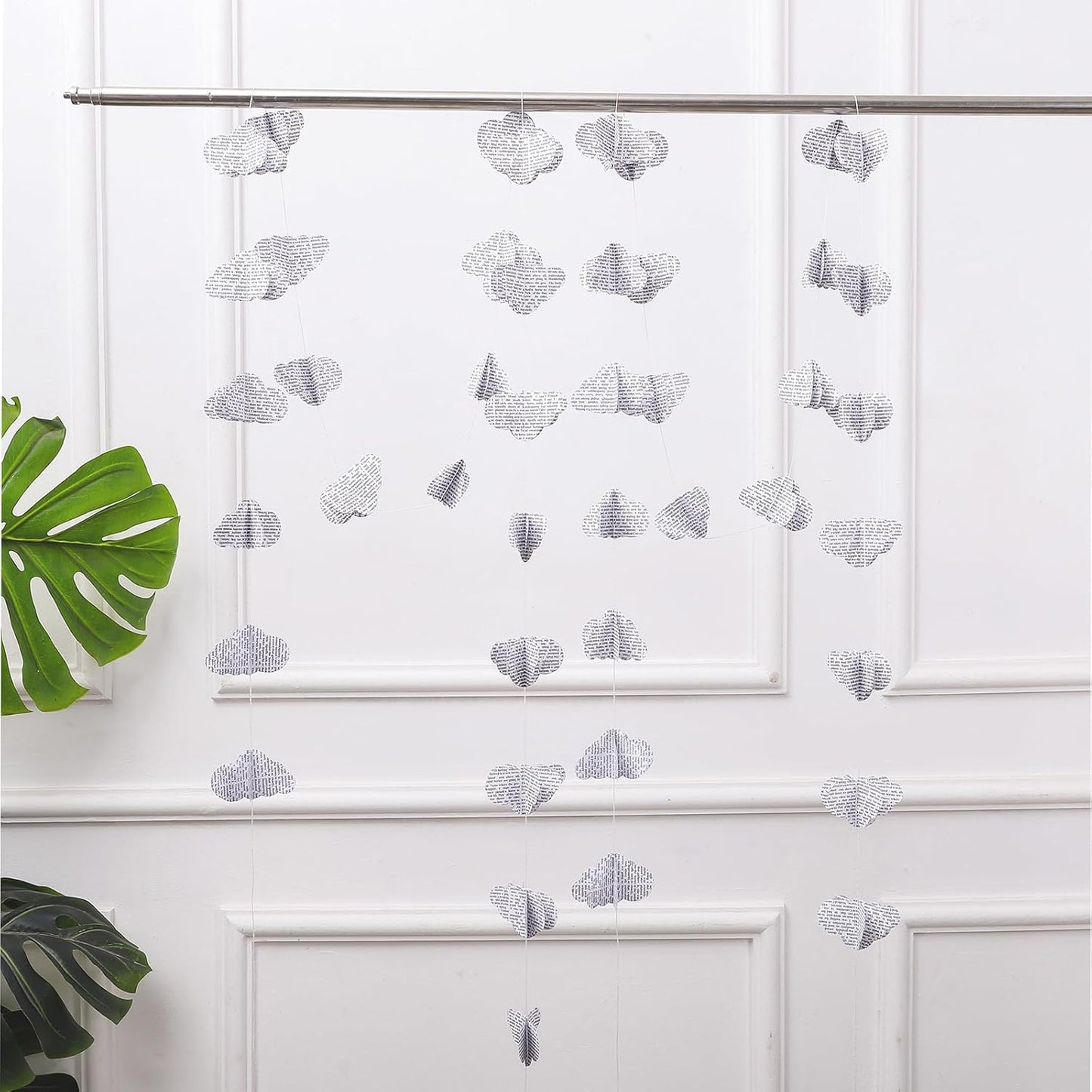 4 Pack Cloud Garland Recycled Books Vintage Pages Garland Newspaper Bunting Party Holiday Christmas Strand String Banner Wedding Decoration (Cloud)