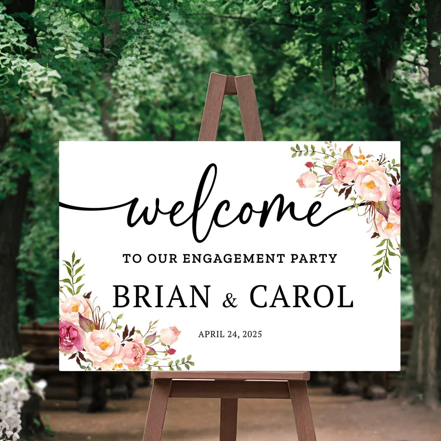 Welcome To Our Engagement Party Sign - Floral Engagement Decorations