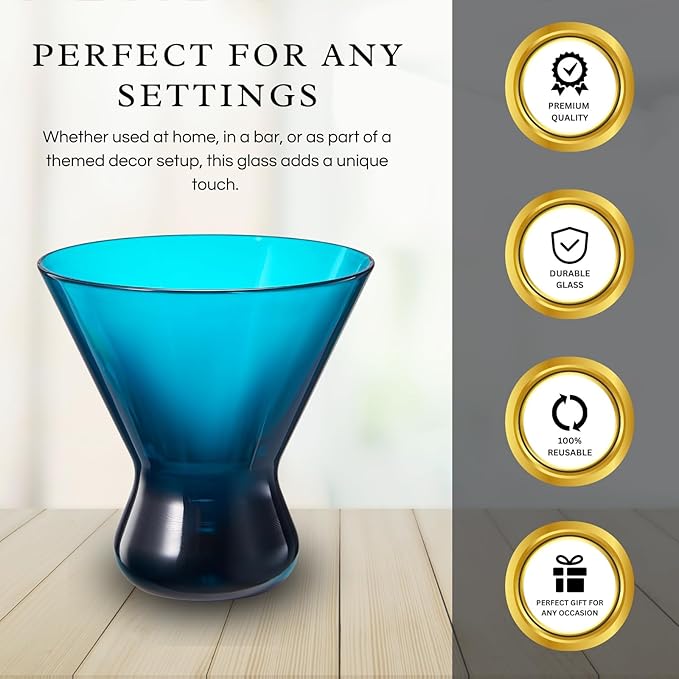 13-Ounce Colorful Pastel Plastic Stemless Martini Glasses (Set of 4), Martini, Margarita, Champagne & Cocktail Reusable Glasses, BPA-Free, Shatter-Proof, Dishwasher-Safe, Poolside Perfect, Outdoors