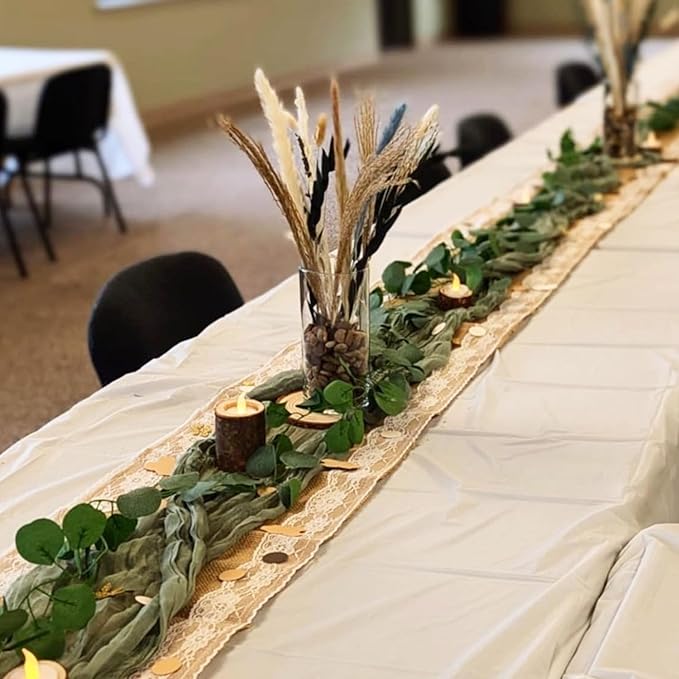 Eucalyptus Garland,Artificial Eucalyptus Leaves Table Greenery Garland Wreath Vines for Wedding Party Table Fireplace Bedroom Wall Room Decor (4PCS)