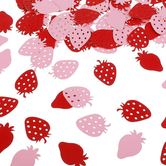 300 Pcs Strawberry Confetti Red Pink Paper Berry Sweet Strawberry Themed Table Confetti, Table Decorations for Wedding Birthday Baby Shower
