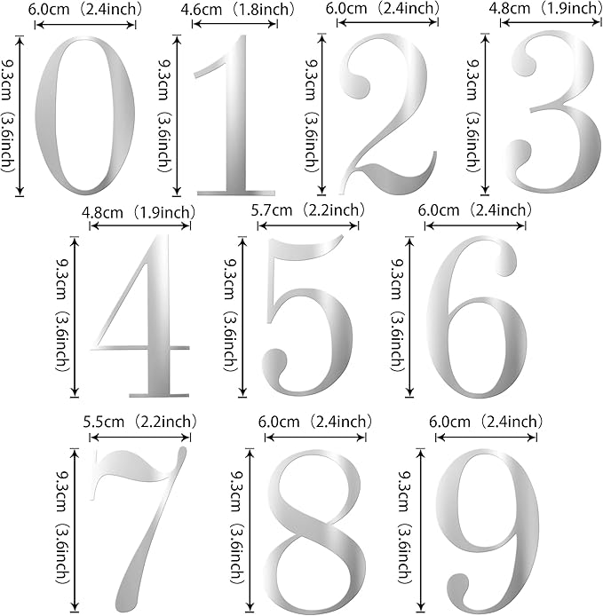Rsstarxi 10 Pack 0-9 Numbers Cake Topper Mirrored Acrylic Numbers DIY Cake Pick for Baby Shower Wedding Birthday Anniversary Party Cake Decorations Supplies Silver