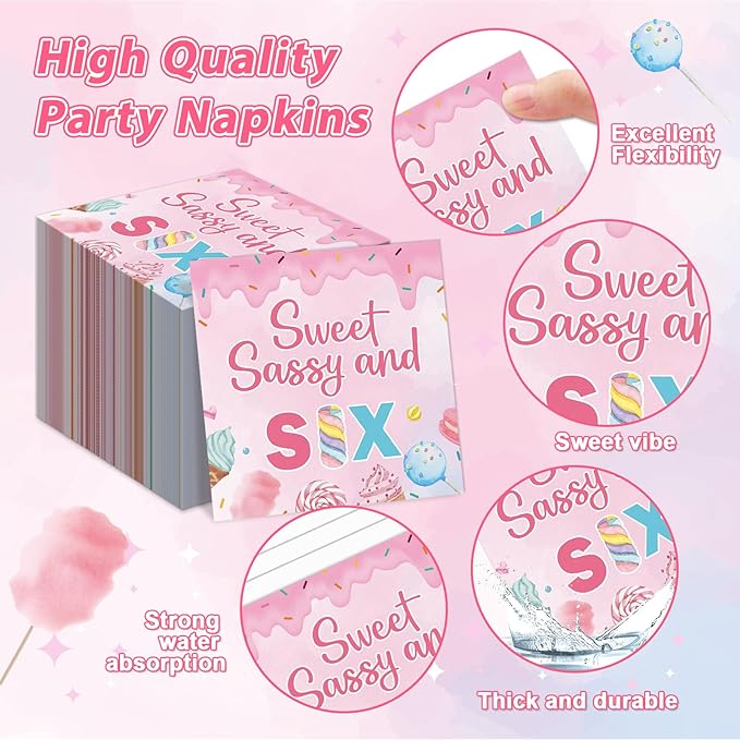 96 PCS Donut Party Tableware 6th Birthday Plates and Napkins Decorations Disposable Donuts Happy Birthday Party Tableware Supplies Sweet Sassy 6th Plates Napkins Decor for Kids Gatherings Decorations
