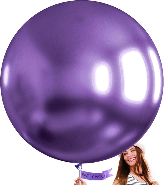 PartyWoo Metallic Purple Balloons 4 pcs 36 Inch Extra Large Big Jumbo Giant Chrome Purple Latex Helium Balloons for Mardi Gras Graduation Wedding Baby Shower Birthday Party Decorations Purple-G105