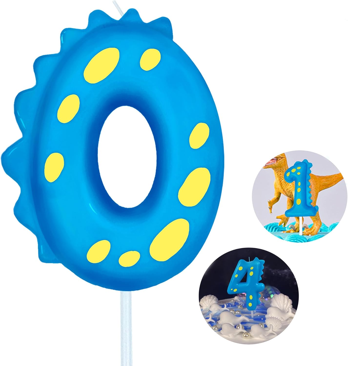 Number Birthday Candles(0 Candle Blue) Dinosaur Shape Number Happy Birthday Cake Candles for Dinosaur Birthday Party Decoration Reunions Theme Party