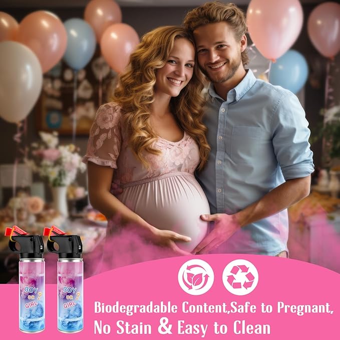 QIYVLOS Gender Reveal Fire Extinguisher 2 Packs, Gender Reveal Smoker Bomb, Baby Girl Reveal Party Ideas for Gender Reveal Decoration (Small, Pink)