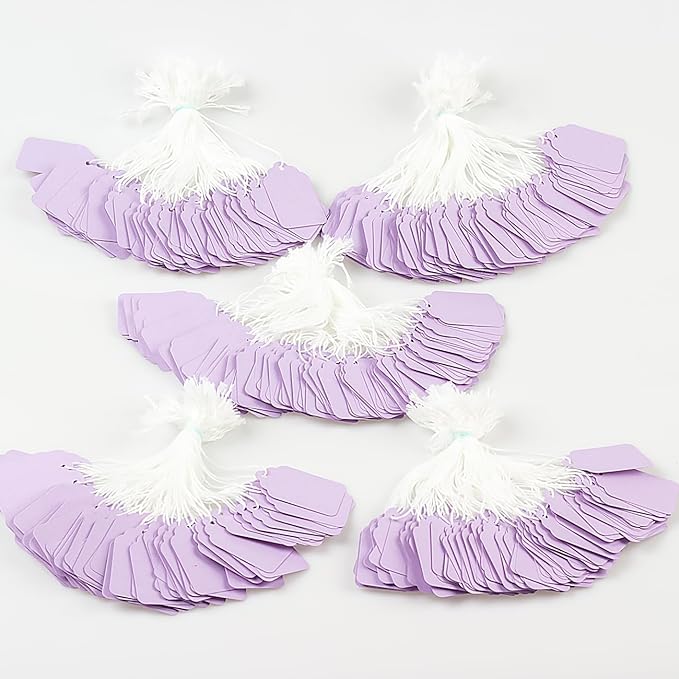 500pcs Price Tags with String - 1.88“x1.18 Purple Merchandise Tags for Clothing Jewelry and Crafts